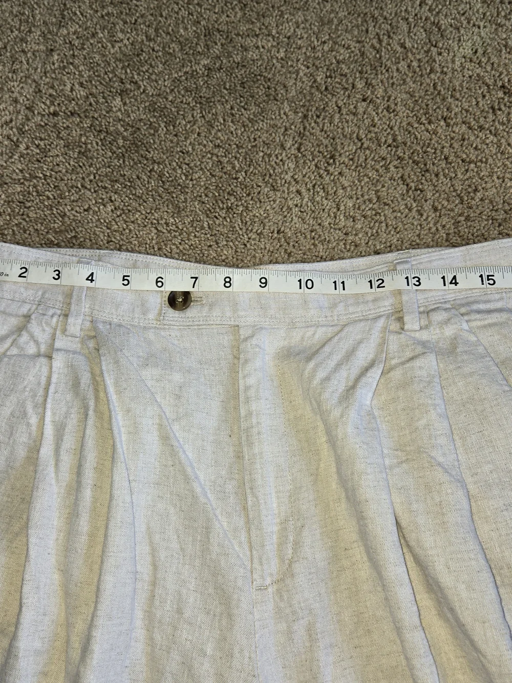 Banana Republic Womens 12 Linen Blend Wide Leg Trousers Cream Beige High Rise